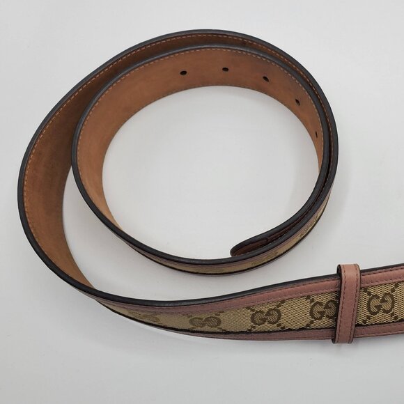 Women's Pink and Beige Canvas Belt - Picture 5 of 8